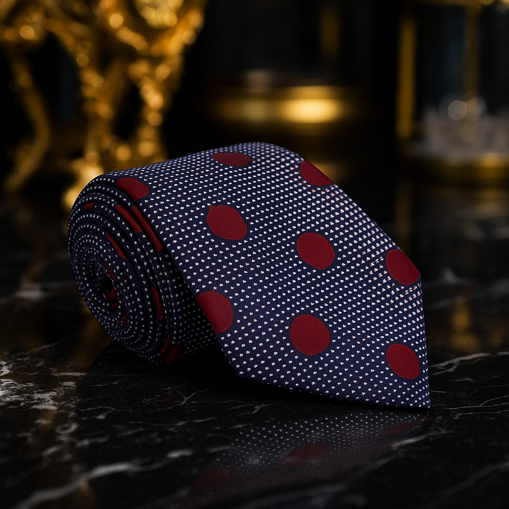 Dot Neckties | Navy, Black, Purple, Burgundy, Red, Gold  display picture 1