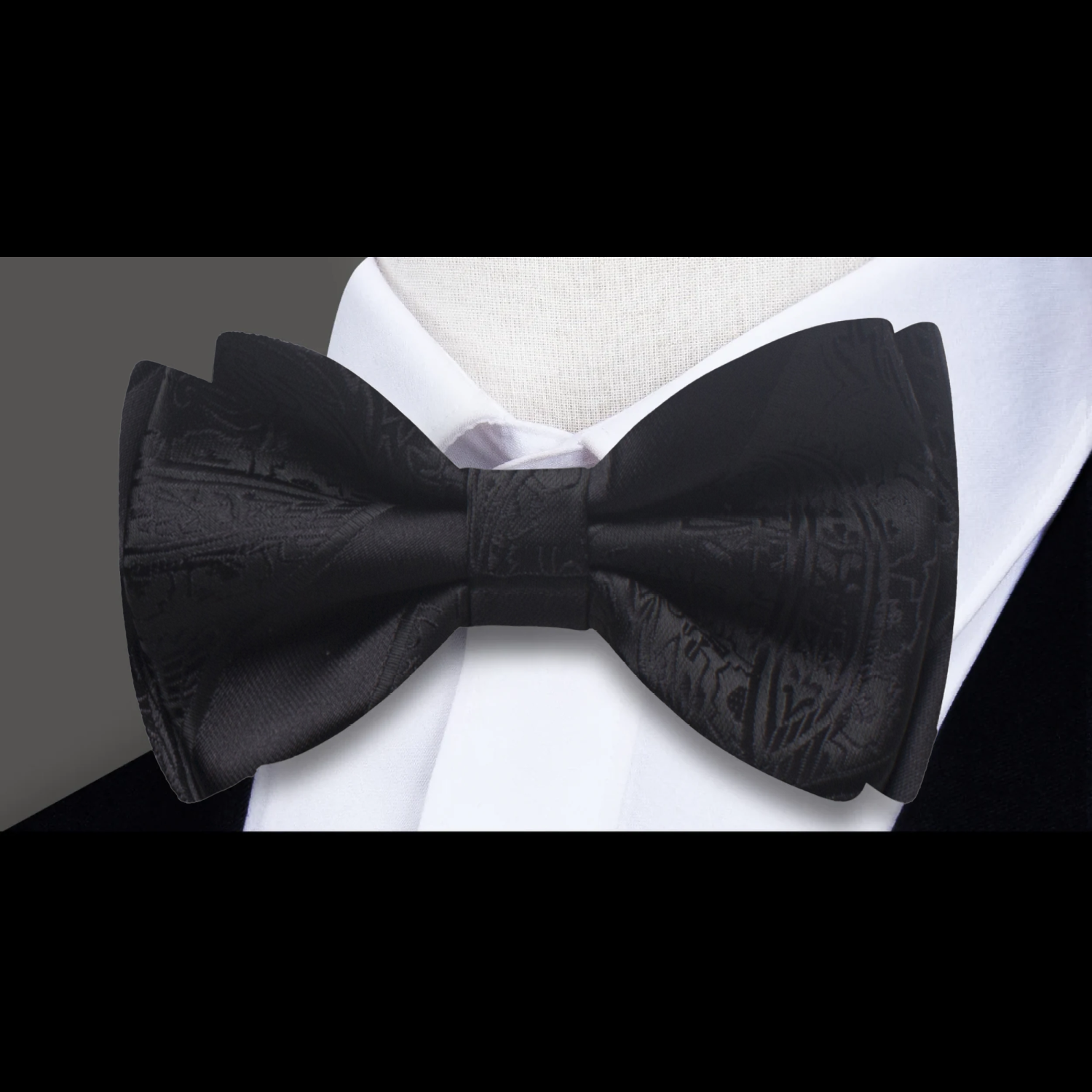 Black Paisley Bow Tie