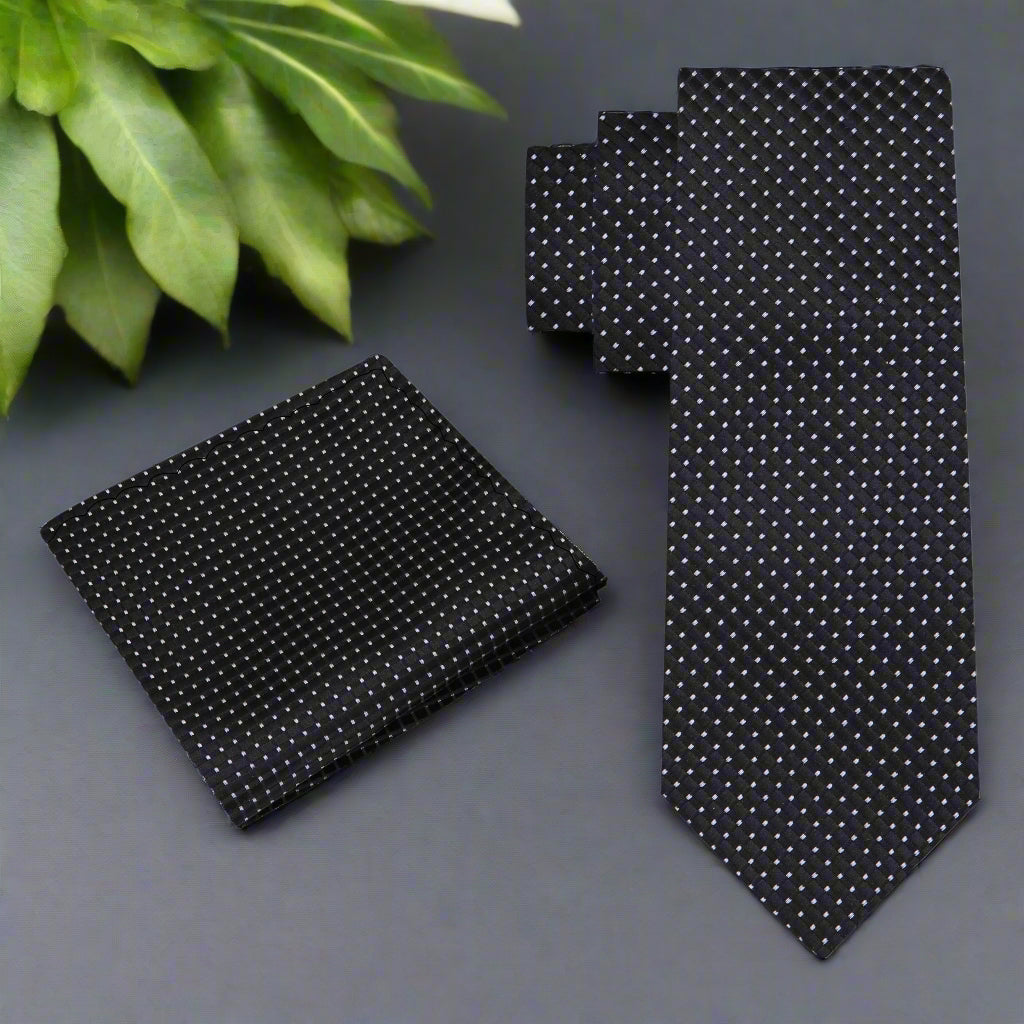 View 2 Black Geometric Tie and Square