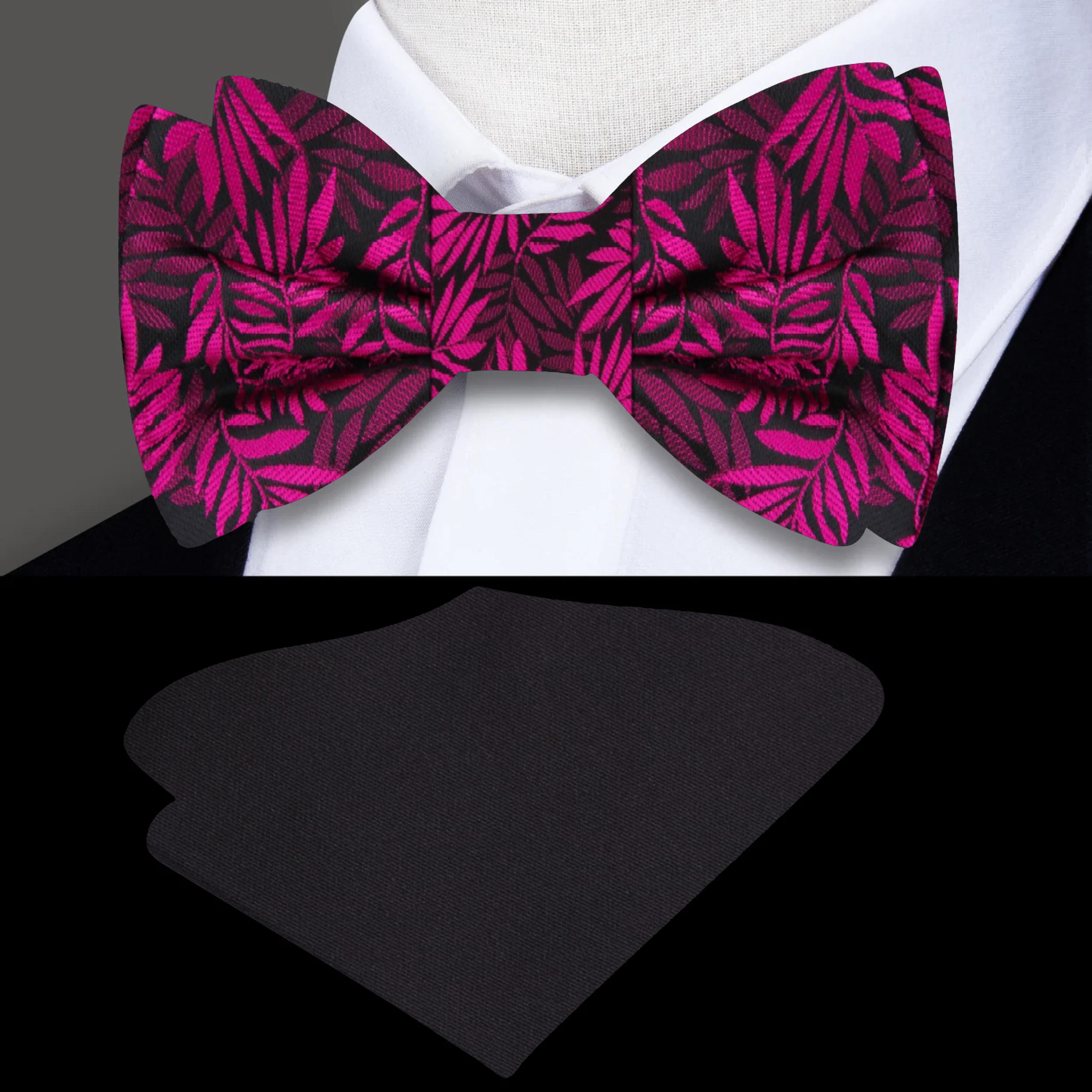 Noir Blush Bow Tie Bow Tie & Accenting Square / Pre-Tied