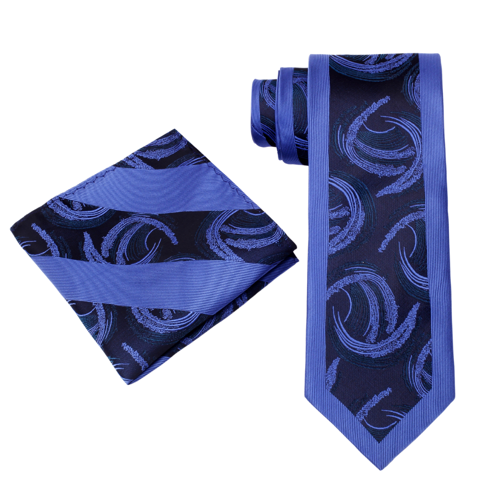 View 2: Blue Swirls Necktie and Square