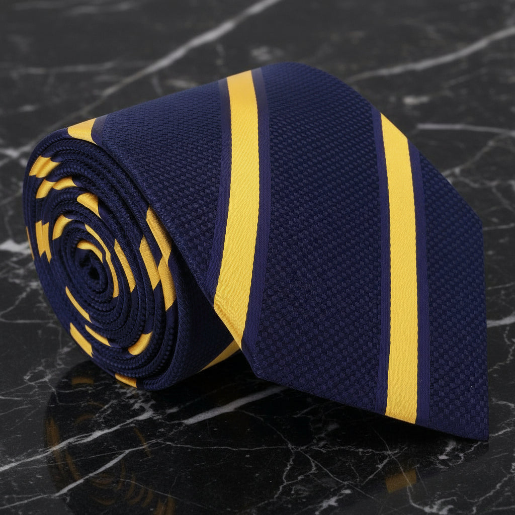 Dark Blue, Yellow Stripe Necktie