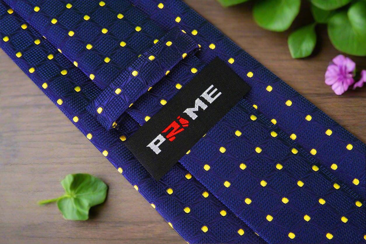 Blue, Yellow Geometric/Polka Necktie Keep