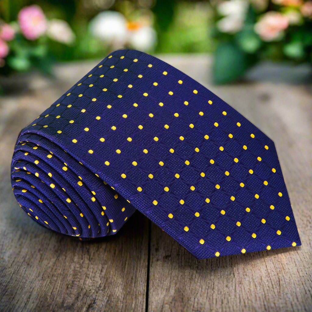 Single: Blue, Yellow Geometric/Polka Necktie