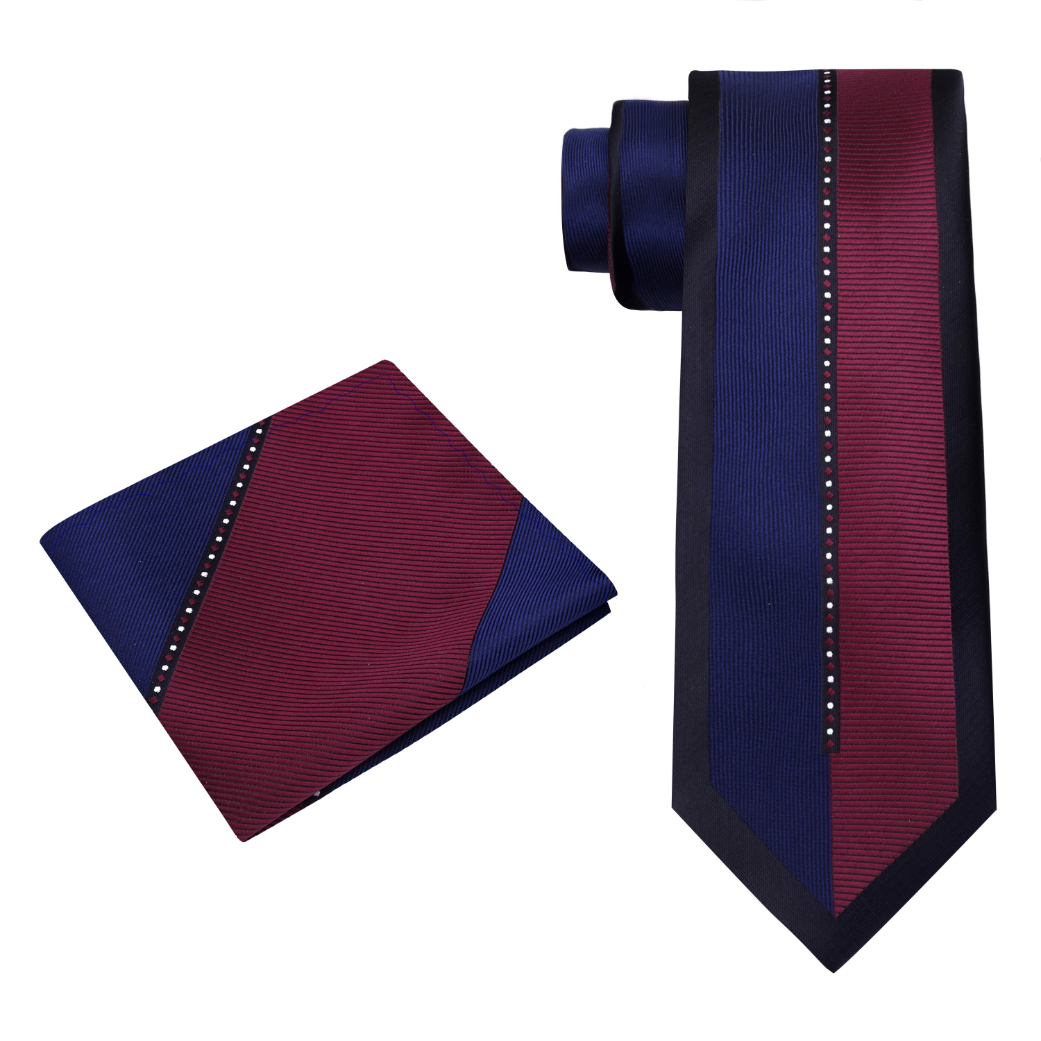 View 2: Blue and Burgundy Lucky Necktie and Square