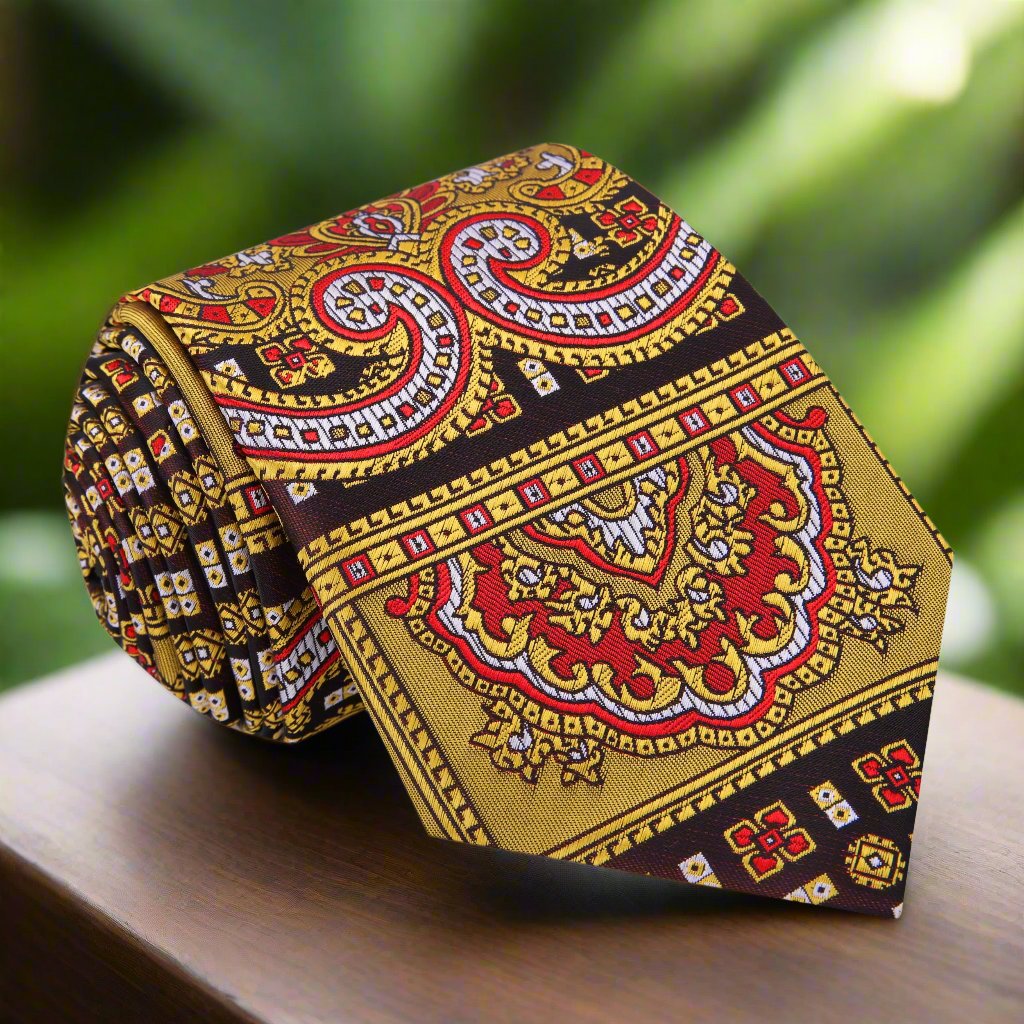 Brown Yellow Red Necktie