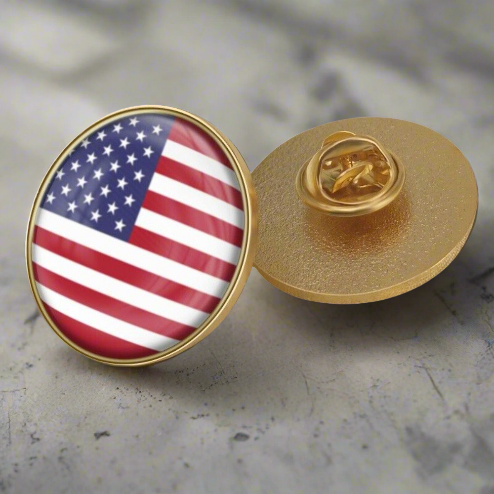 circular American flag lapel pin