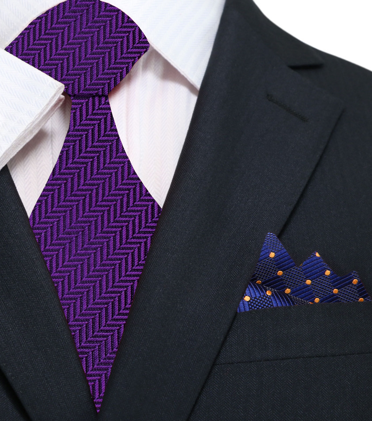 Purple Necktie with Accenting Blue and Gold Square