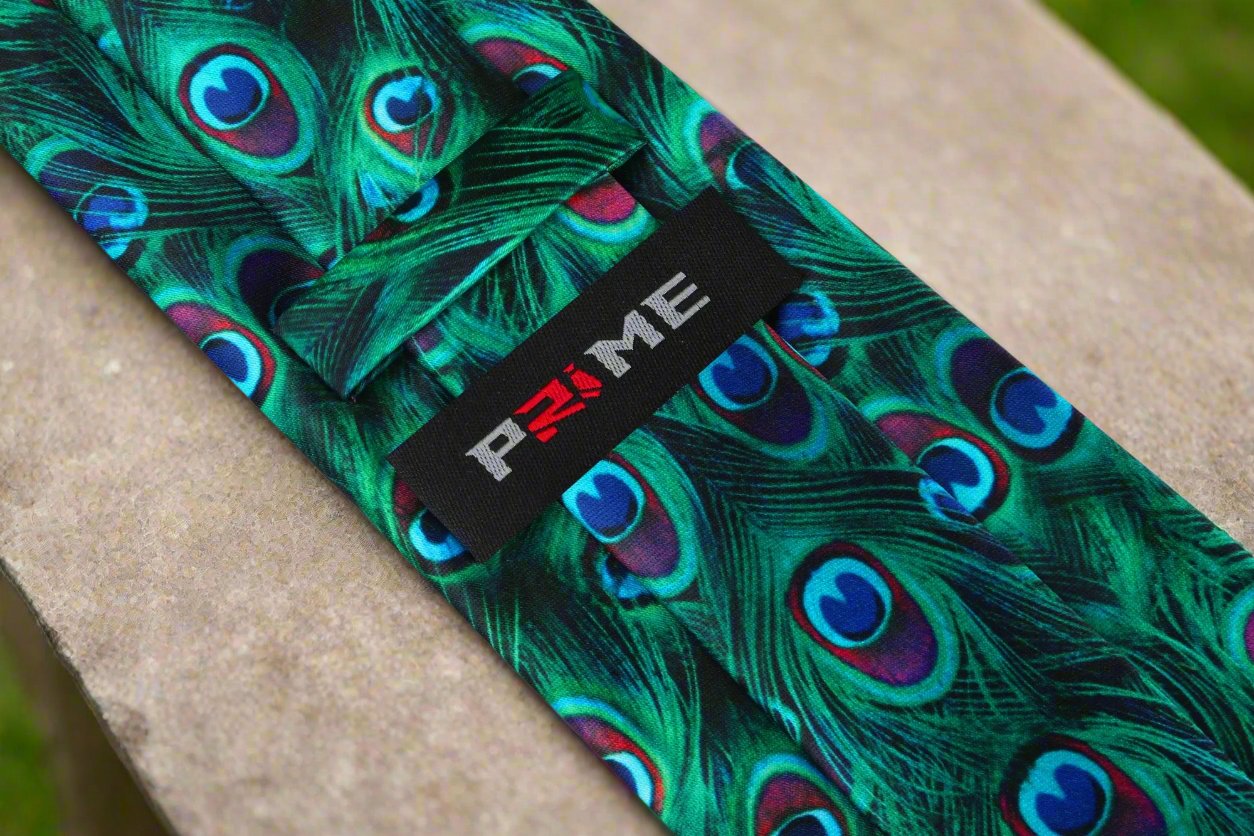 Green, Blue, Red Peacock Feather Tie Keep