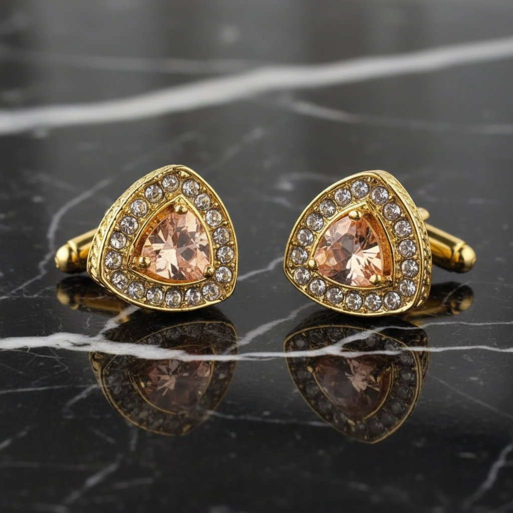 Gold and Amber Stone Cufflinks