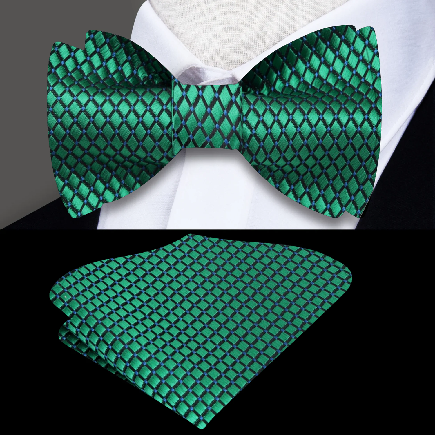Green Check Bow Tie and Square