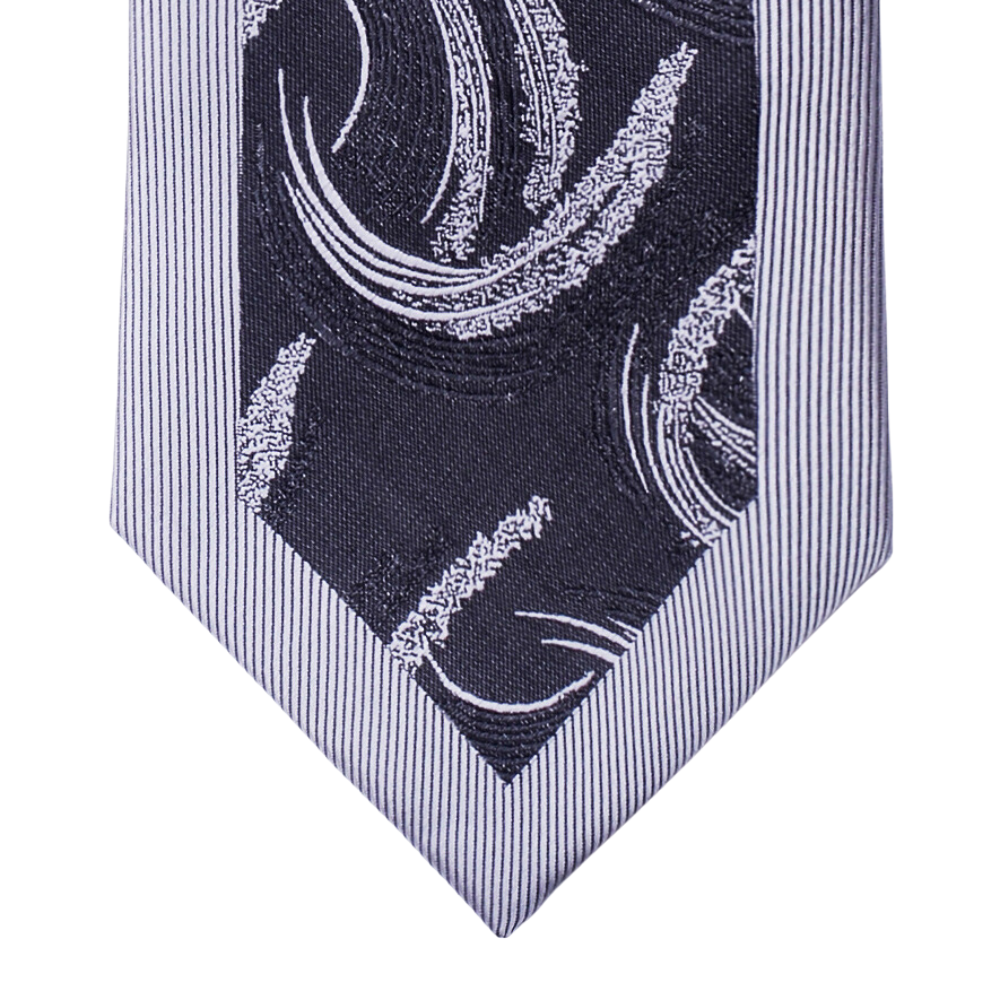 Grey, Black Swirl Necktie  Close Up
