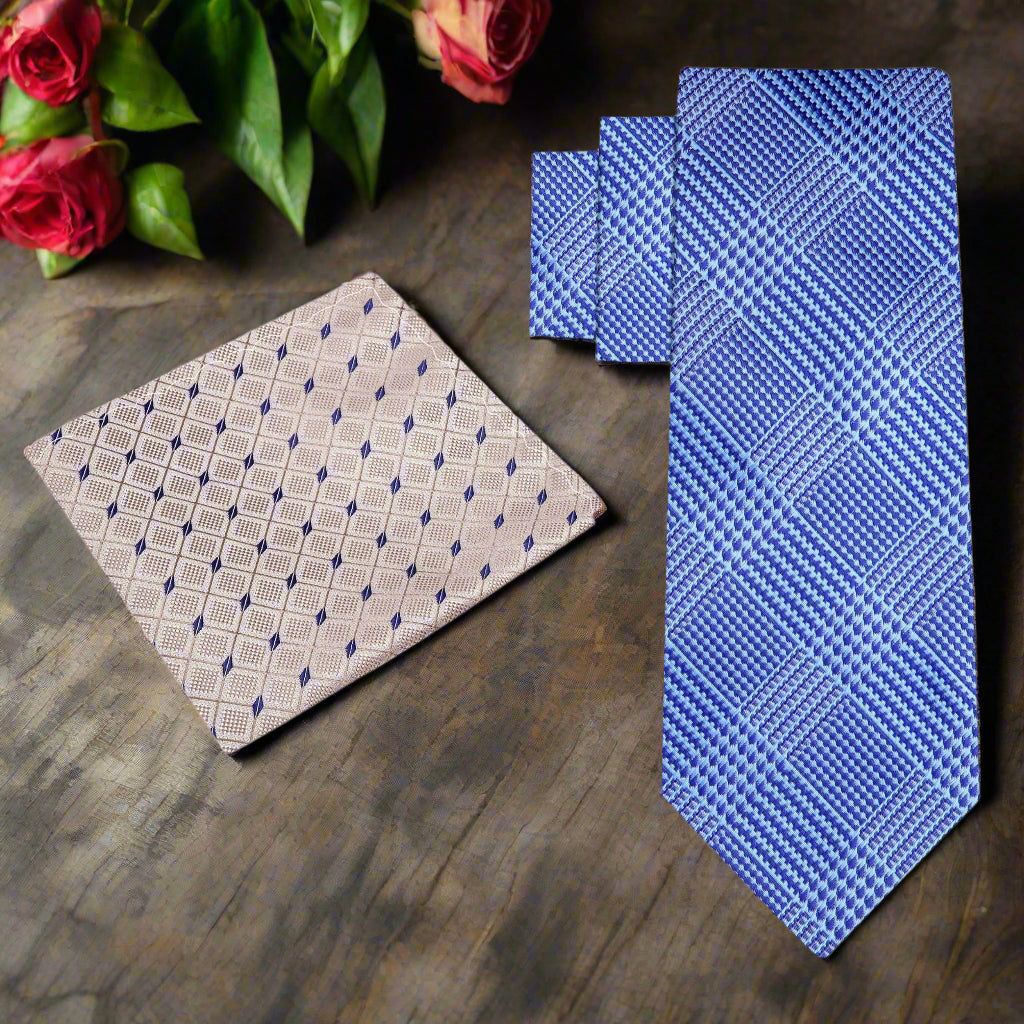 Alt View: Light Blue Siberian Necktie and Accenting Square