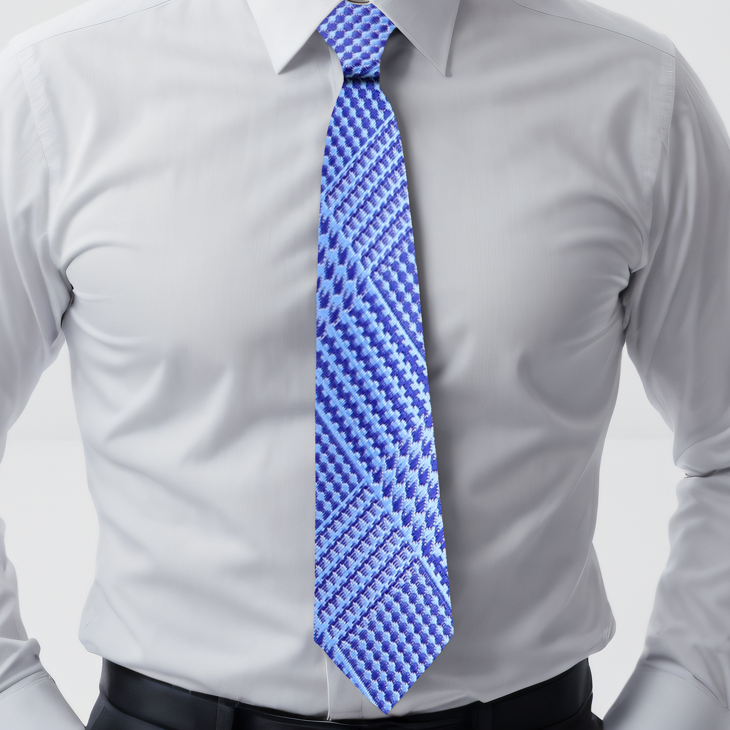 Light Blue Siberian Necktie on Model
