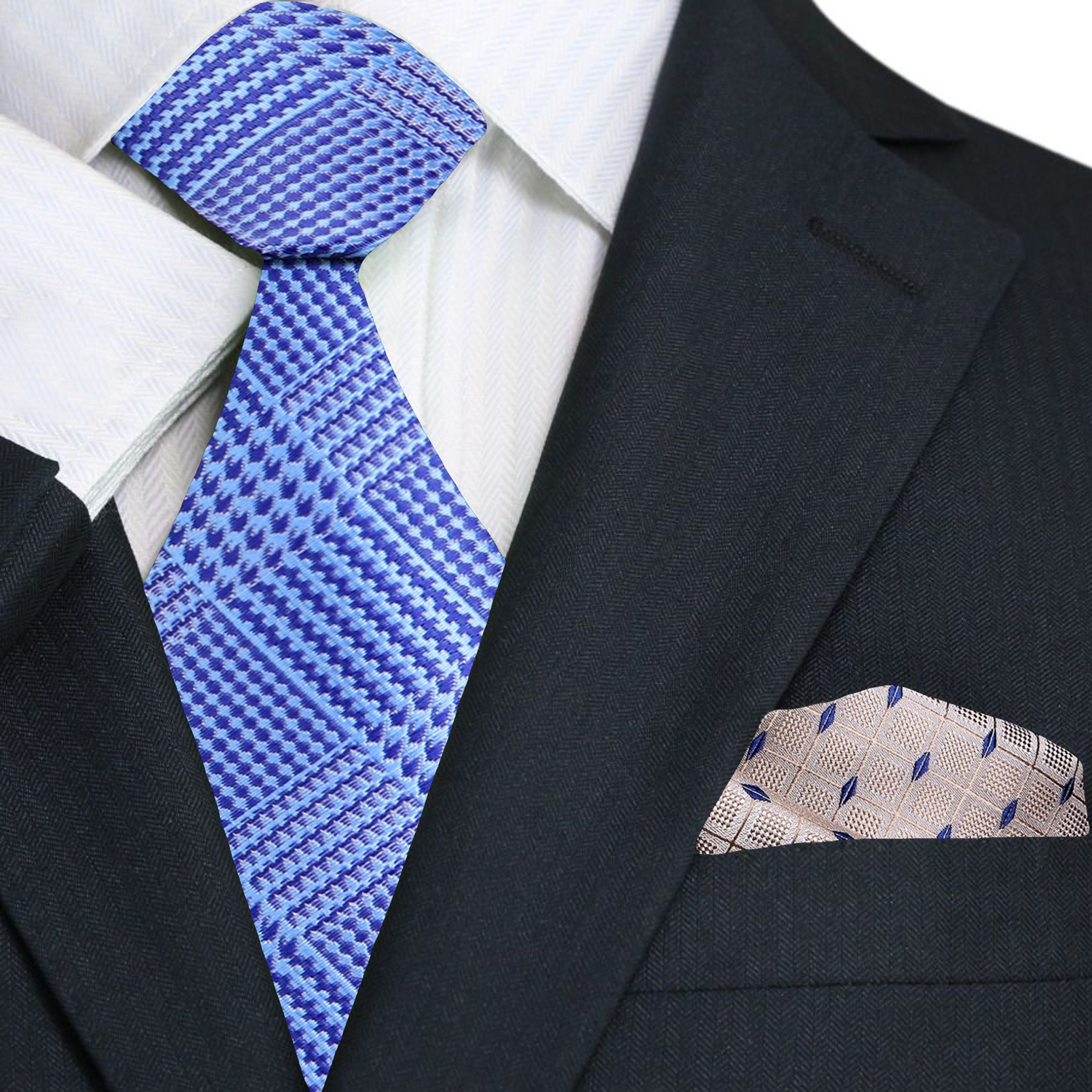 Light Blue Siberian Necktie and Accenting Square