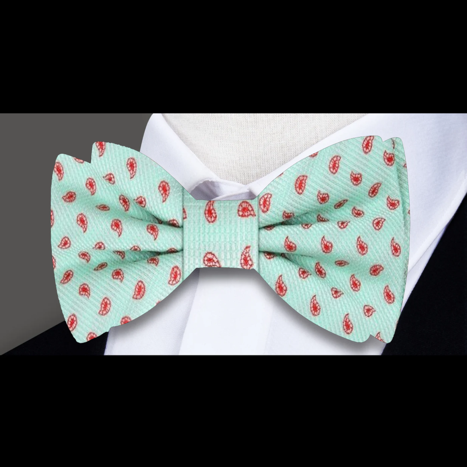 Mint, Red Paisley Bow Tie