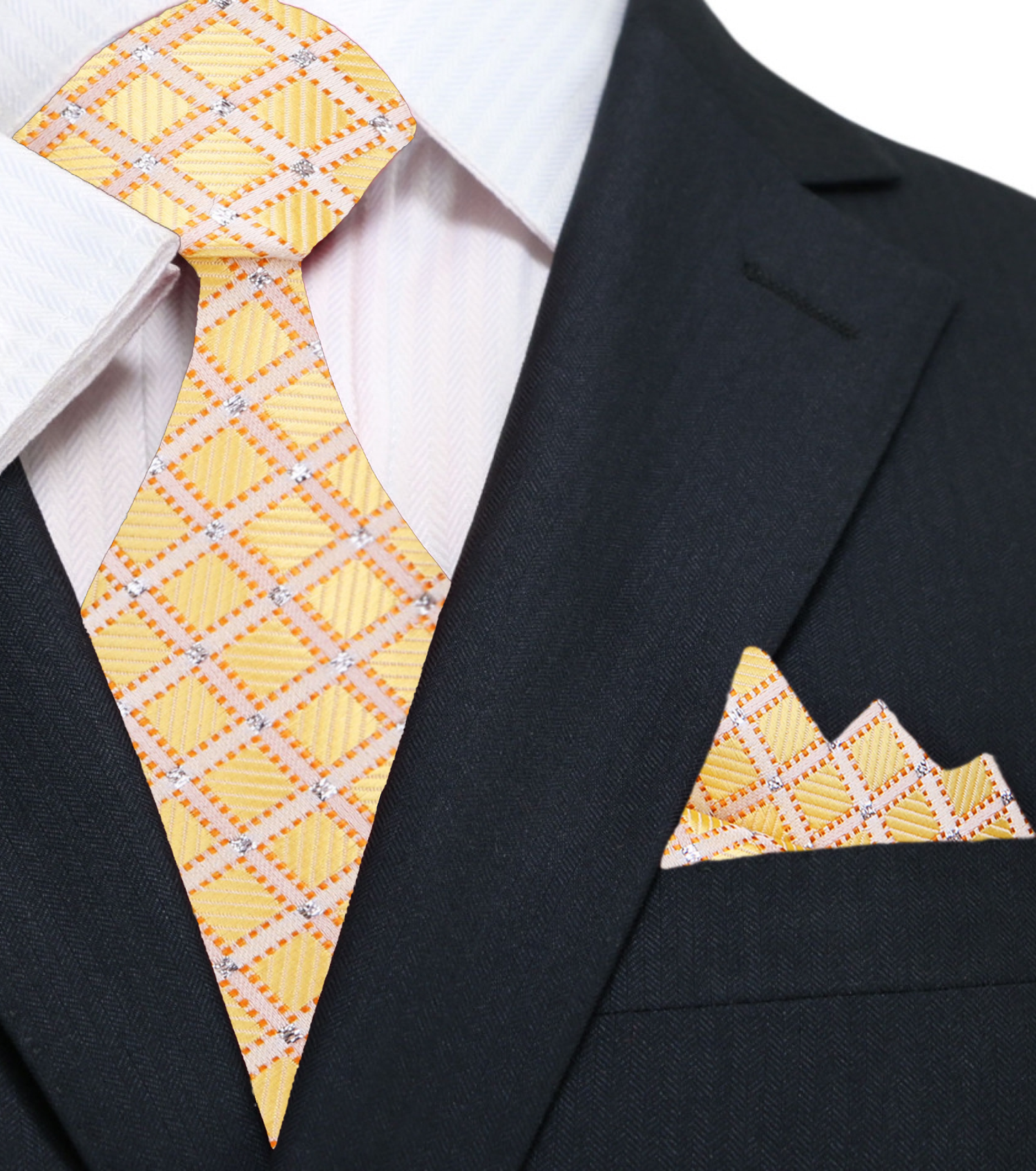 Light Gold Geometric Necktie and Square