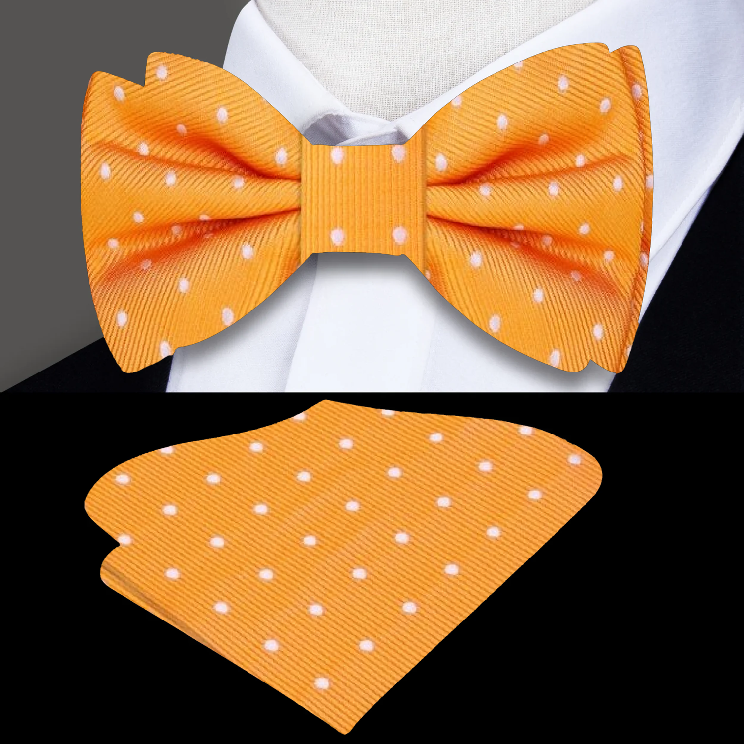 Tangerine, White Dot Bow and Square