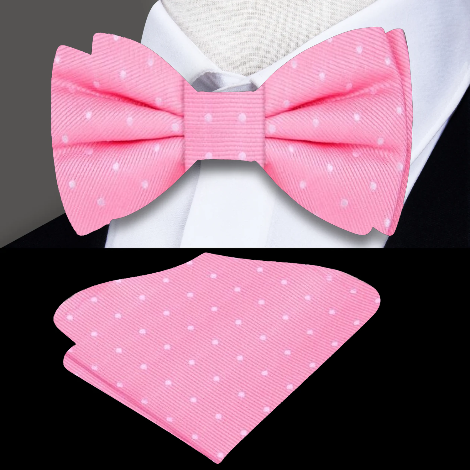 Pink, White Dot Bow Tie and Square
