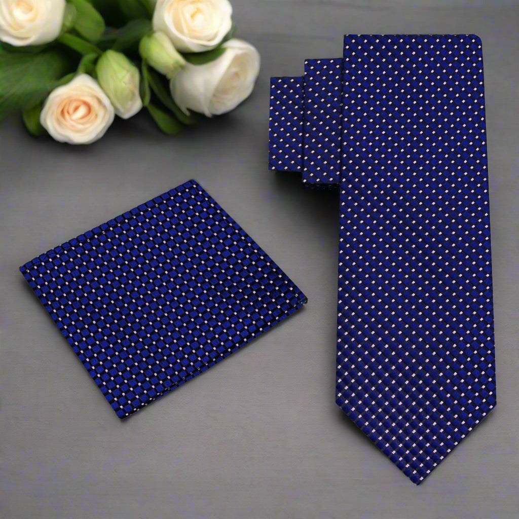 Alt View: Blue Geometric Tie and Square