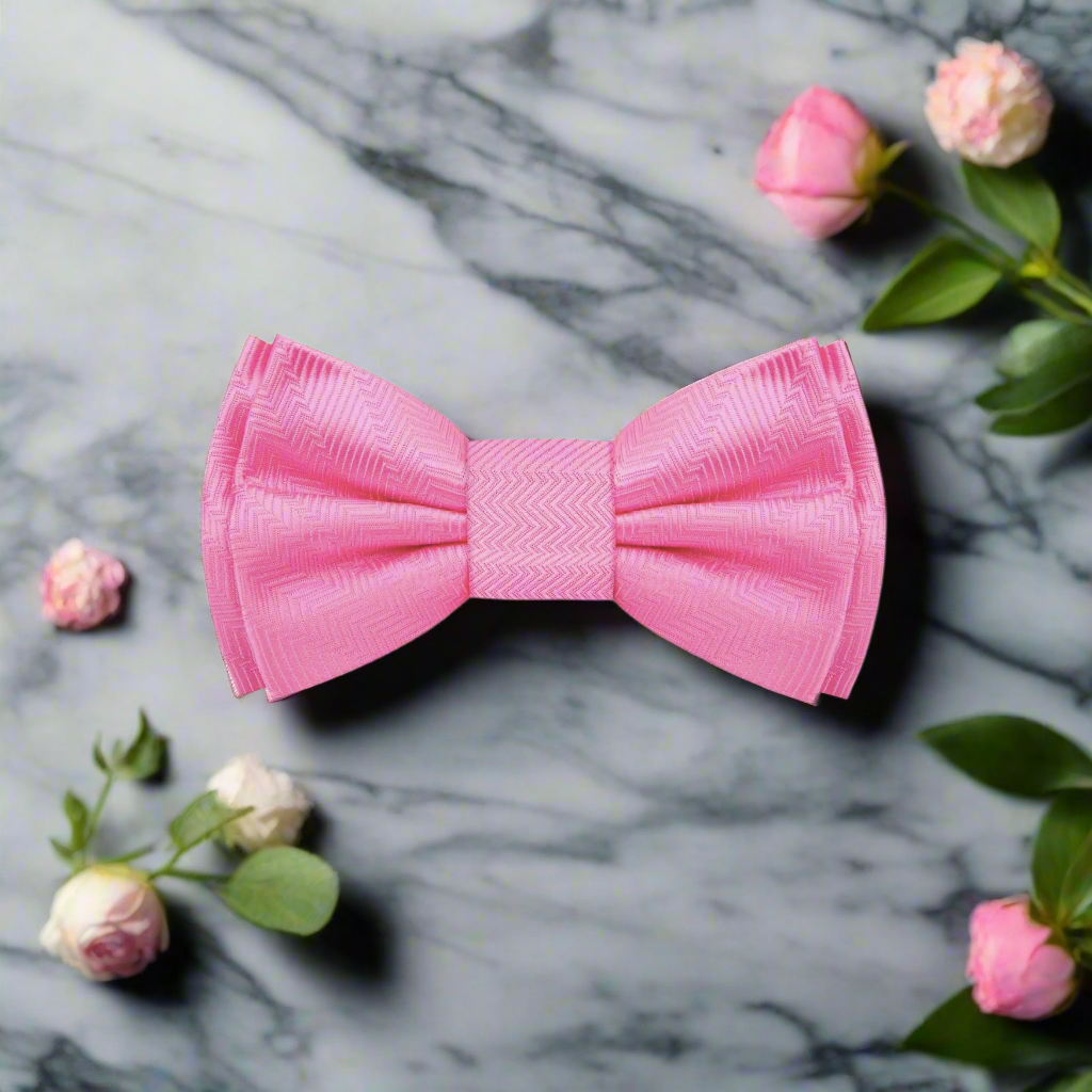 A Real Pink Solid Pattern Self Tie Bow Tie