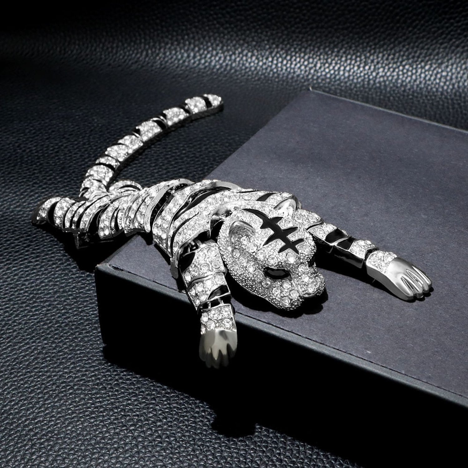 View 3: Chrome, Black and Clear Color Shoulder Lapel Pin