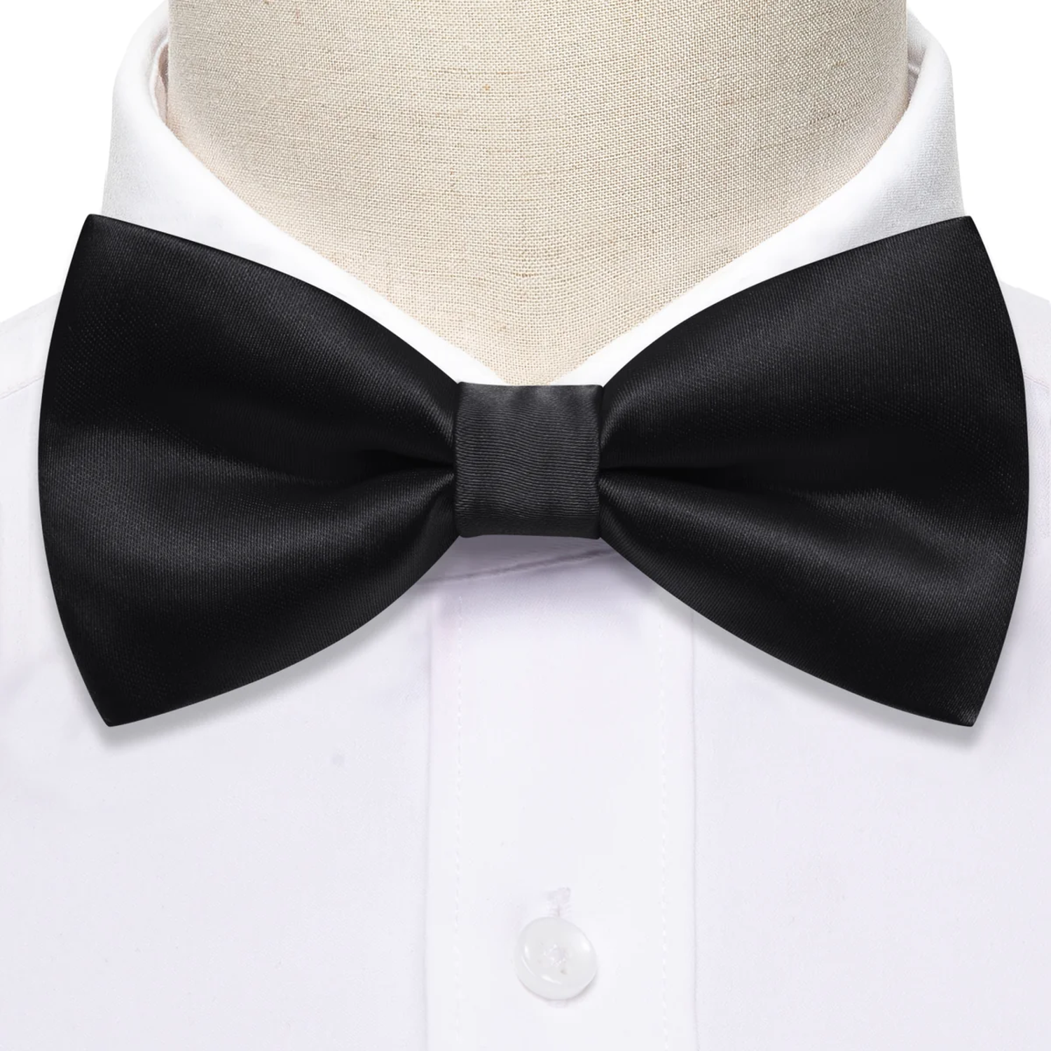 Solid Black Bow Tie Pre Tied
