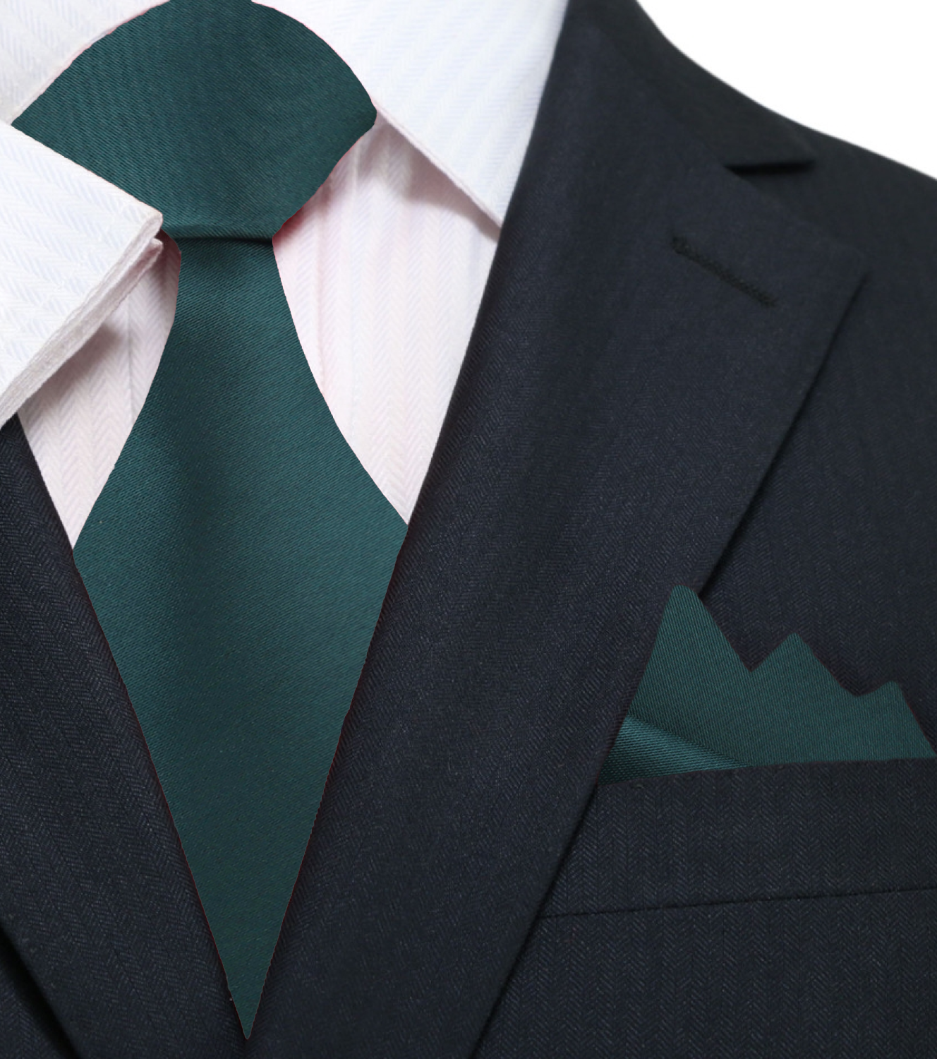 Solid Forest Green Necktie and Accenting Blue and Square