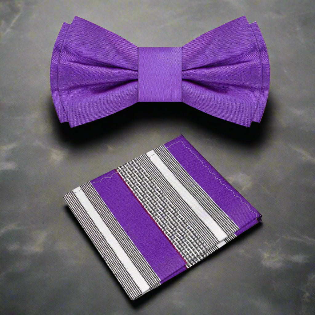 Solid Purple Bow Tie and Accenting Square