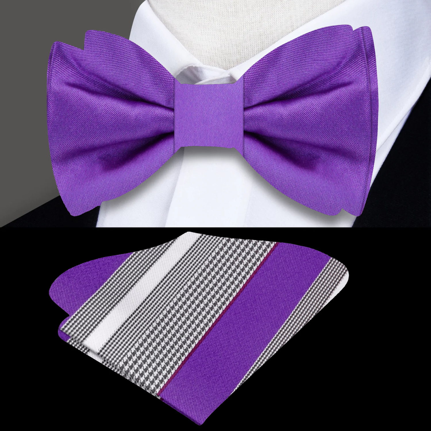 Main: Solid Purple Bow Tie and Accenting Square