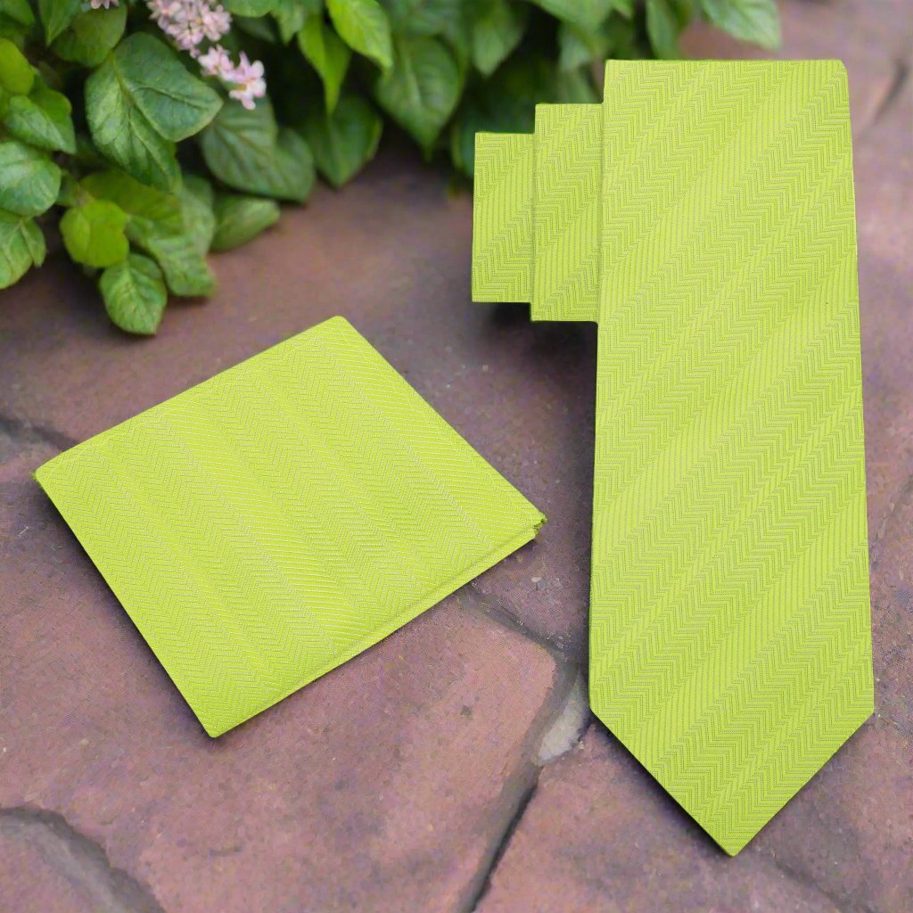 Alt View: Sophisticated Lime Green Necktie and Square