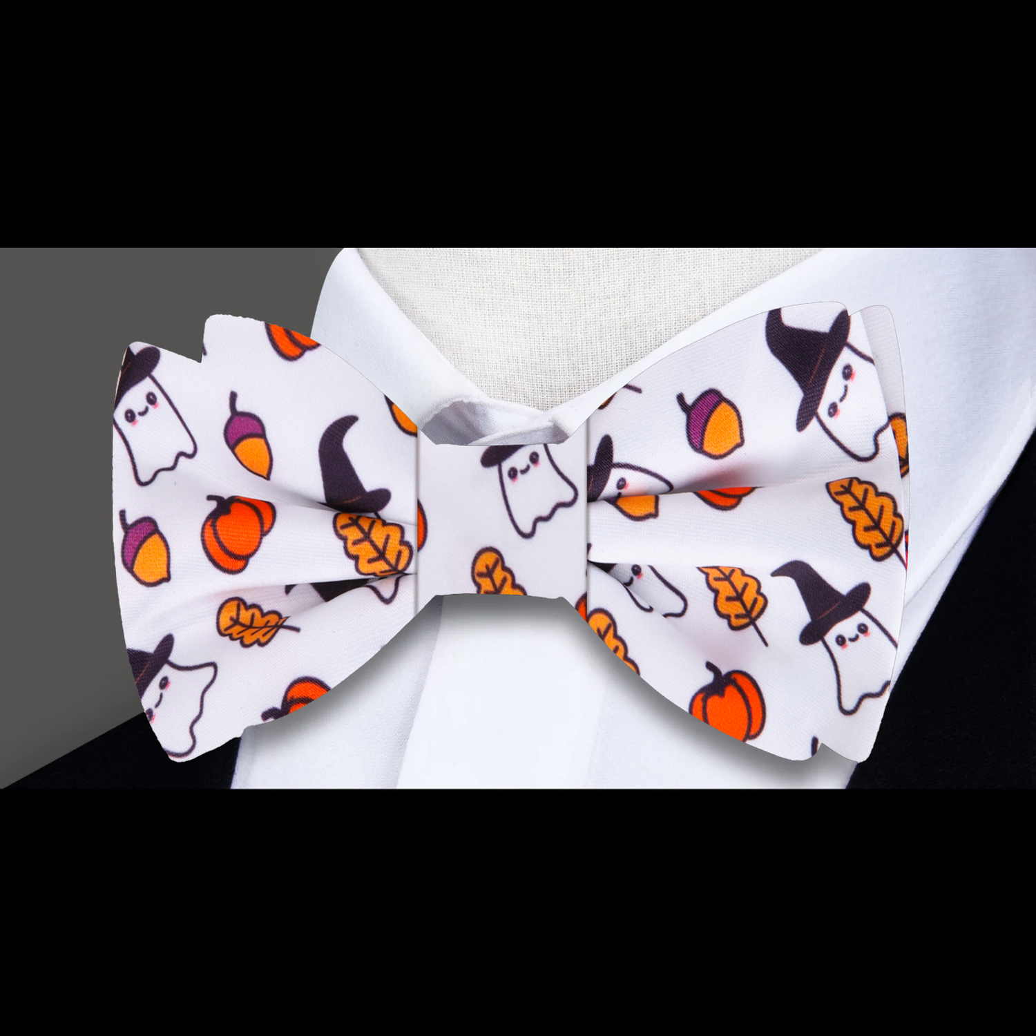 White, Black and Orange Halloween Bow Tie