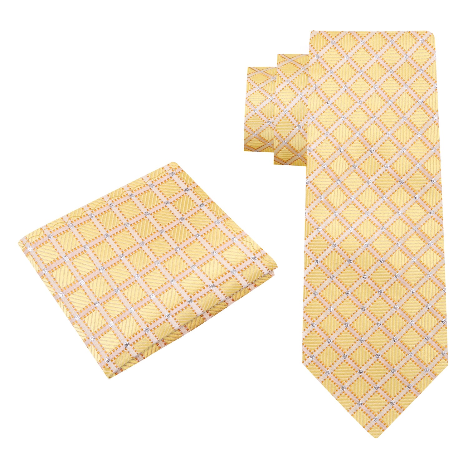 View 2: Light Gold Geometric Necktie and Square