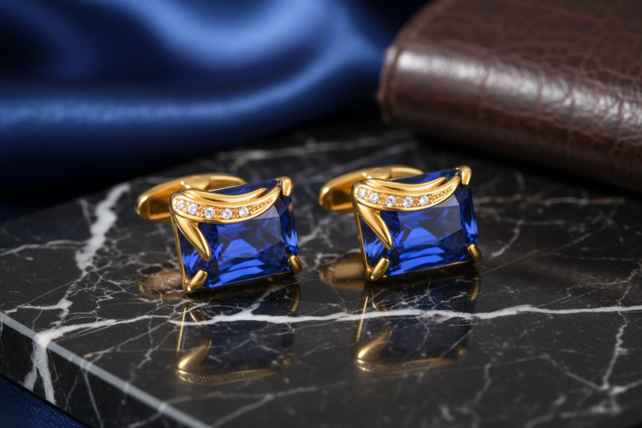 Rectangle Gemstone Cufflinks | Multiple Color Options