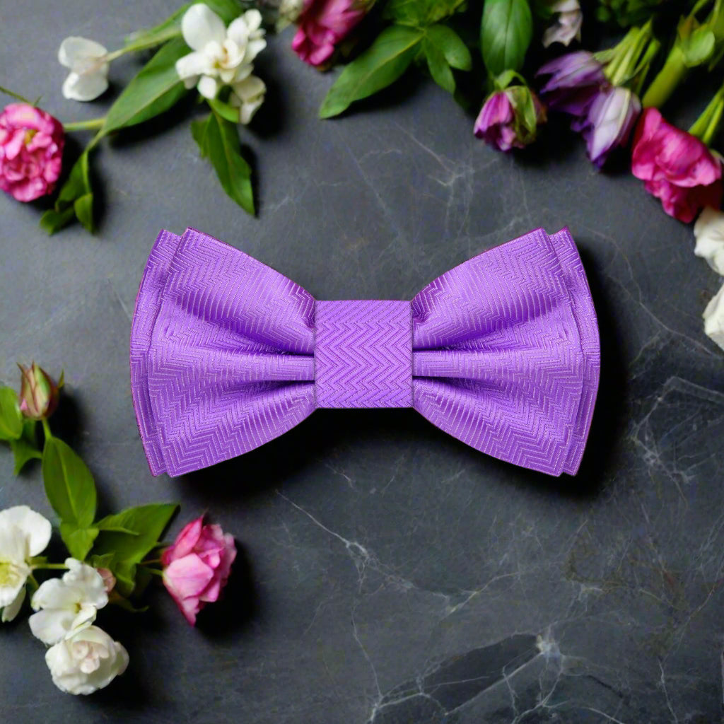 An Amethyst Purple Solid Pattern Self Tie Bow Tie