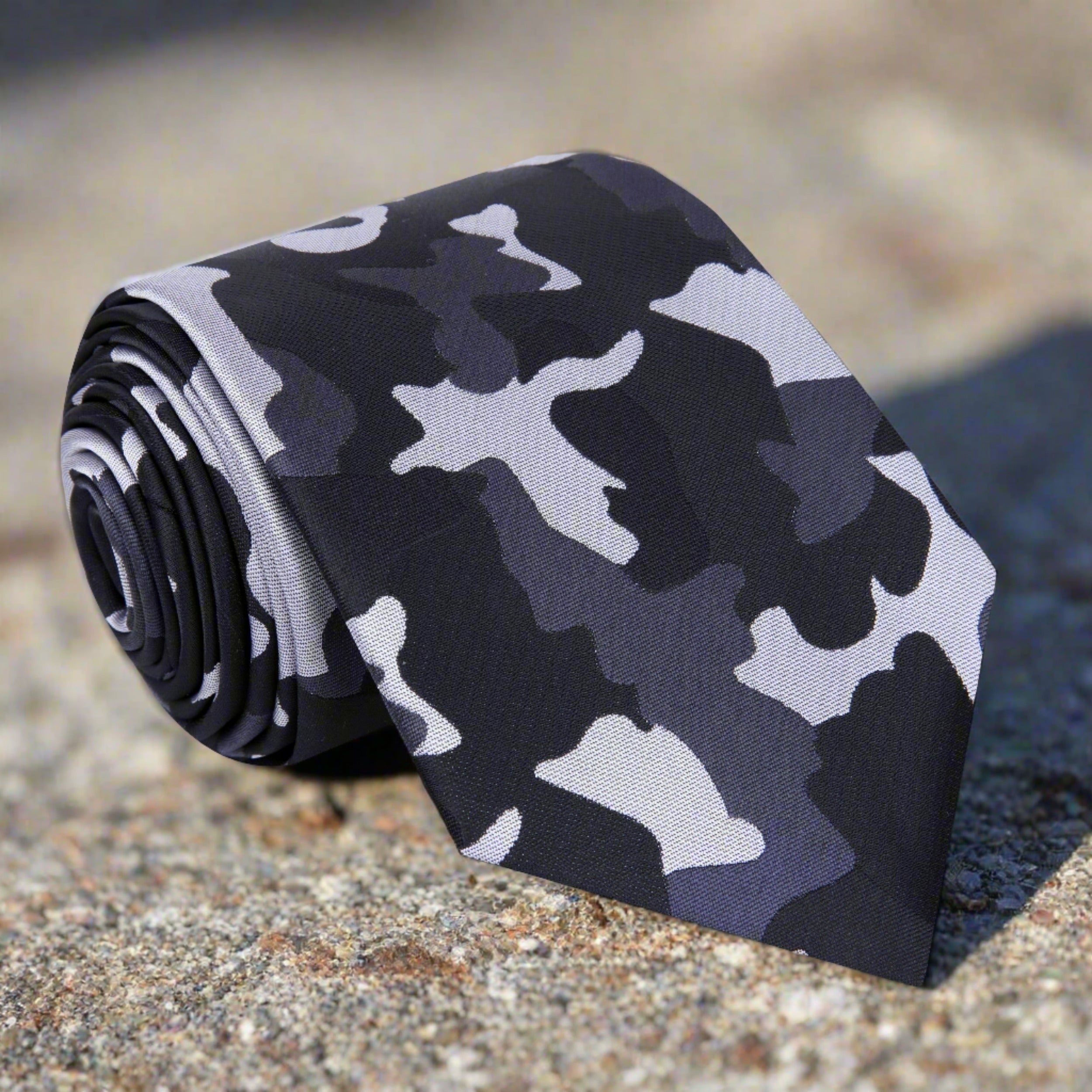 The Adult Camouflage Silk Necktie, Pocket Square and Cuff-links Set!