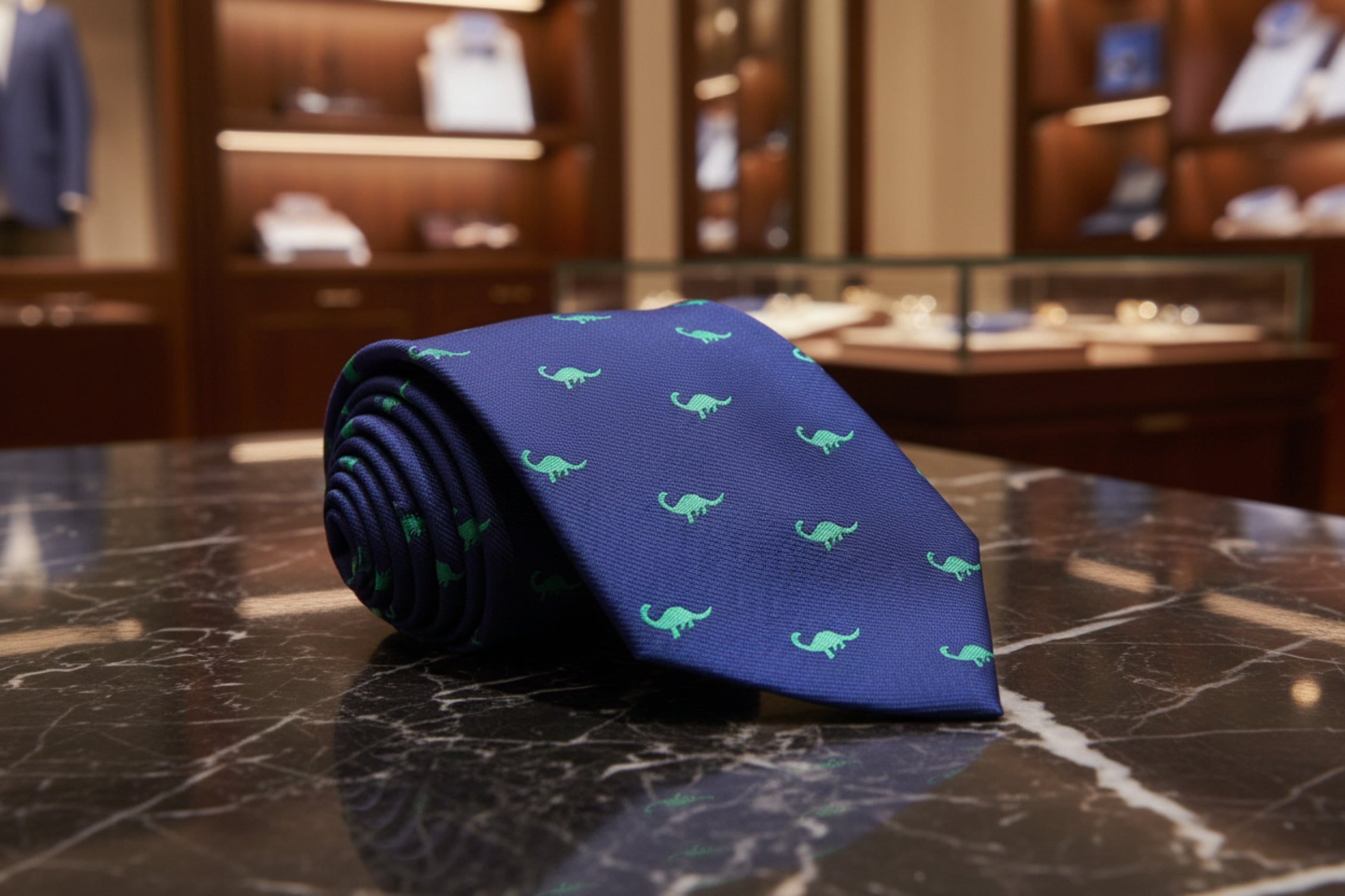 Dinosaur Necktie – Brontosaurus or T-Rex in Blue & Green