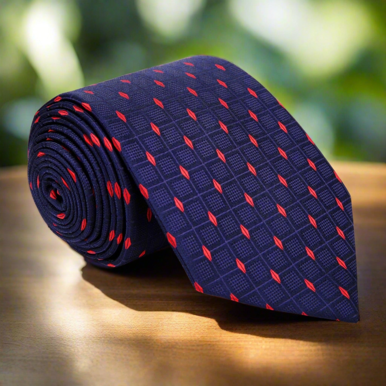 Blue, Red Geometric Tie