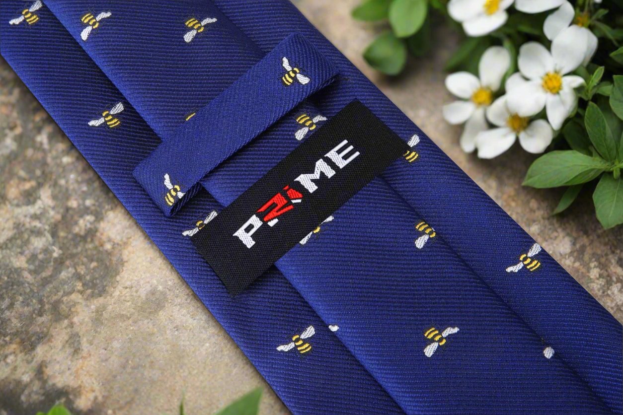 Blue, Yellow, Black Honey Bee Tie Keep
