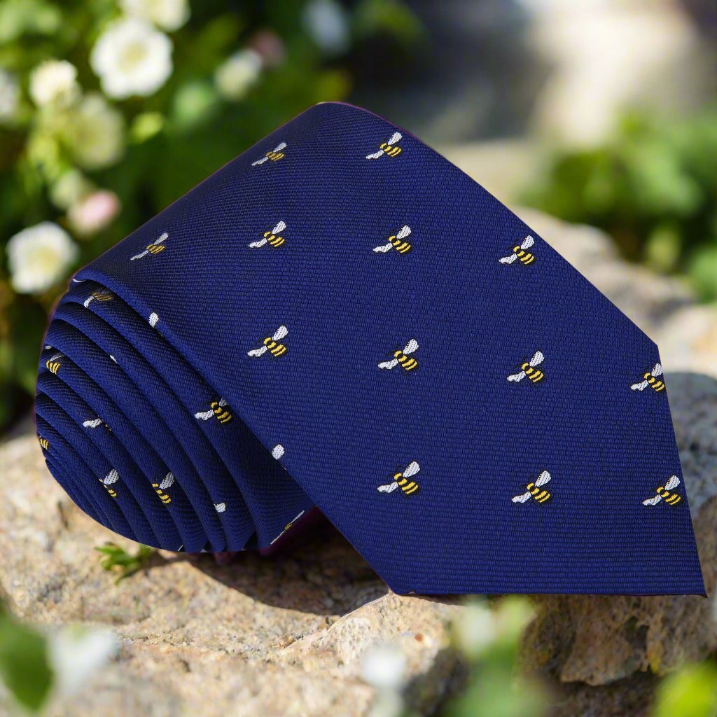 Blue, Yellow, Black Honey Bee Tie a