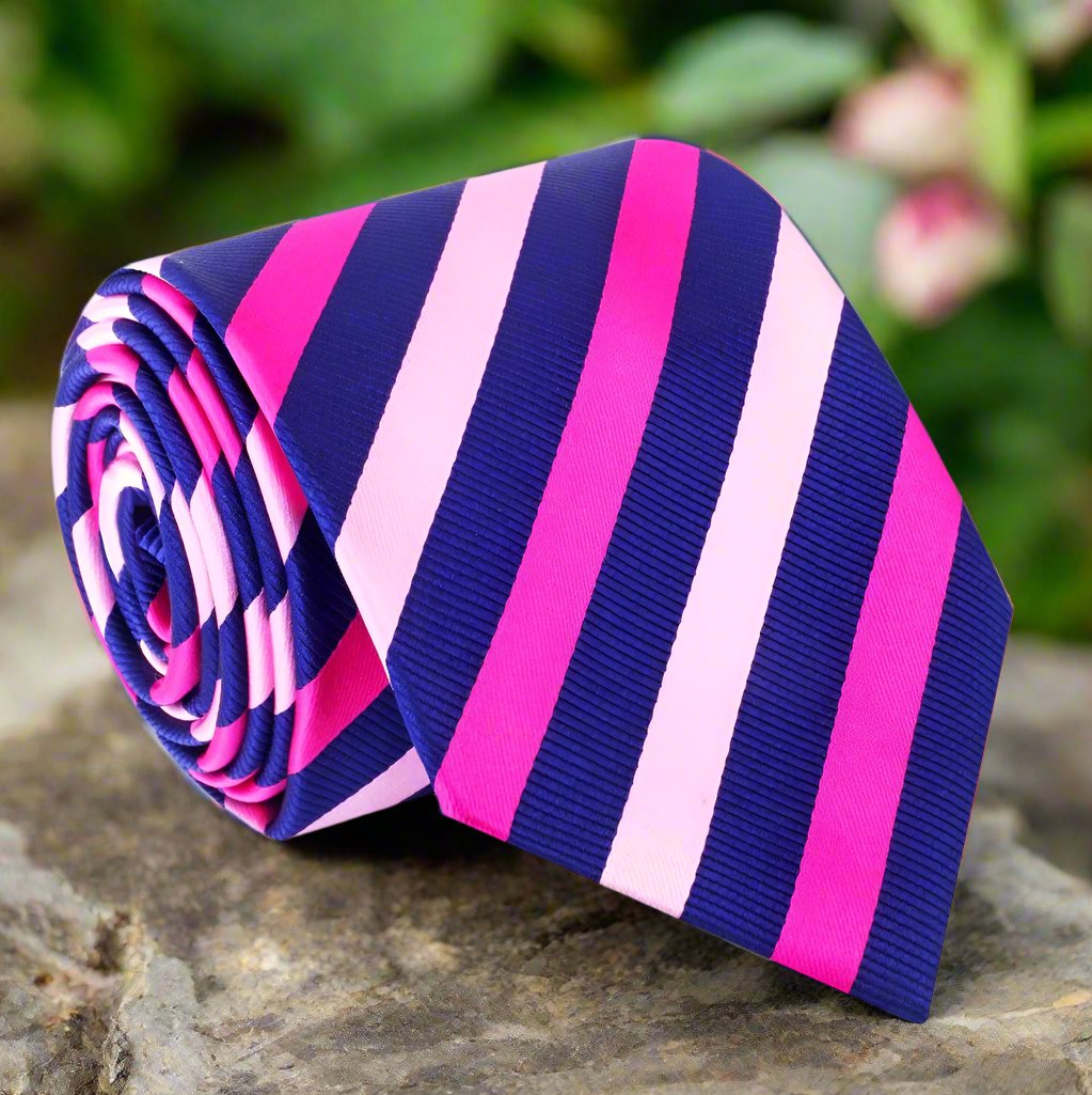 Blue and Pink Stripe Tie
