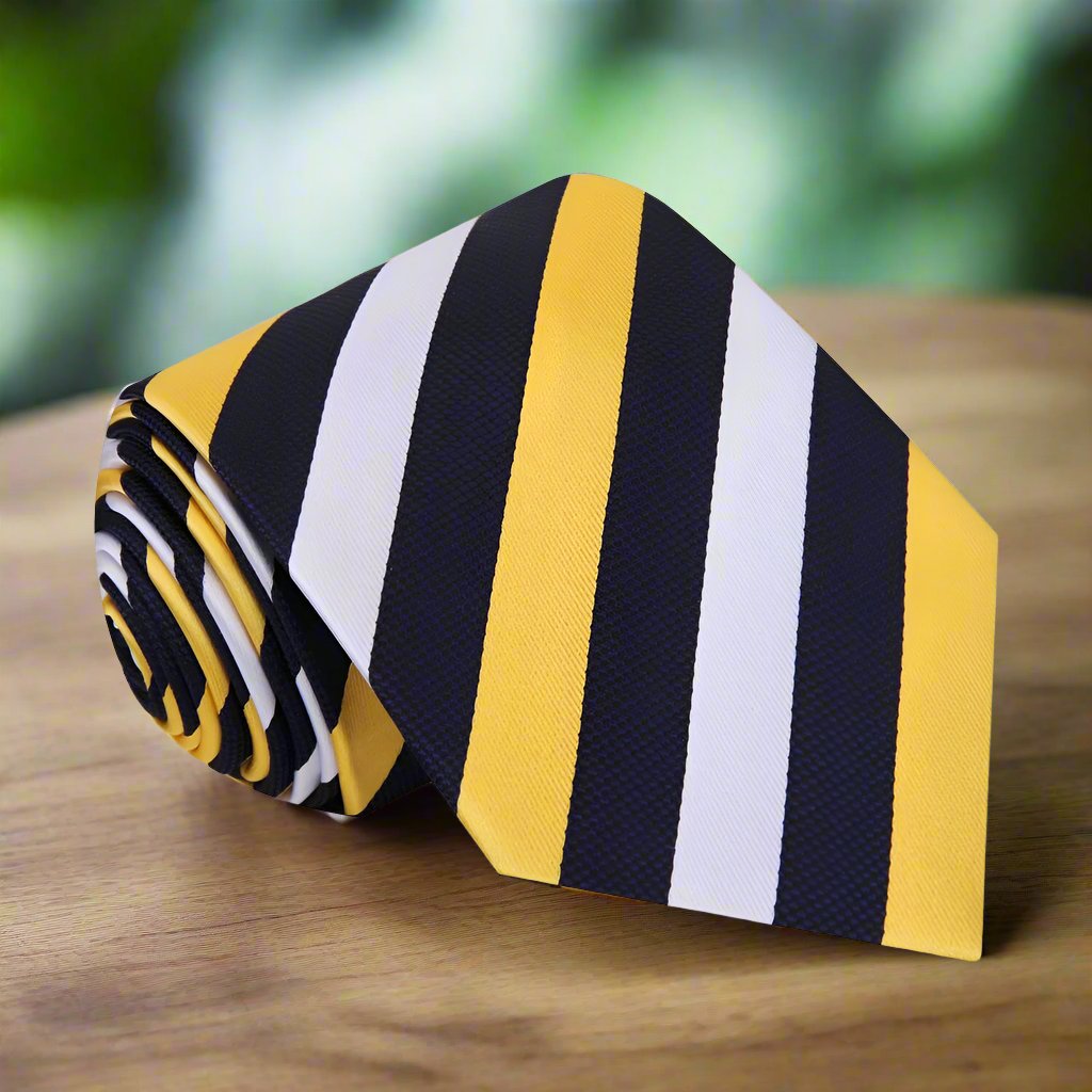 Yellow, Blue, White Stripe Tie