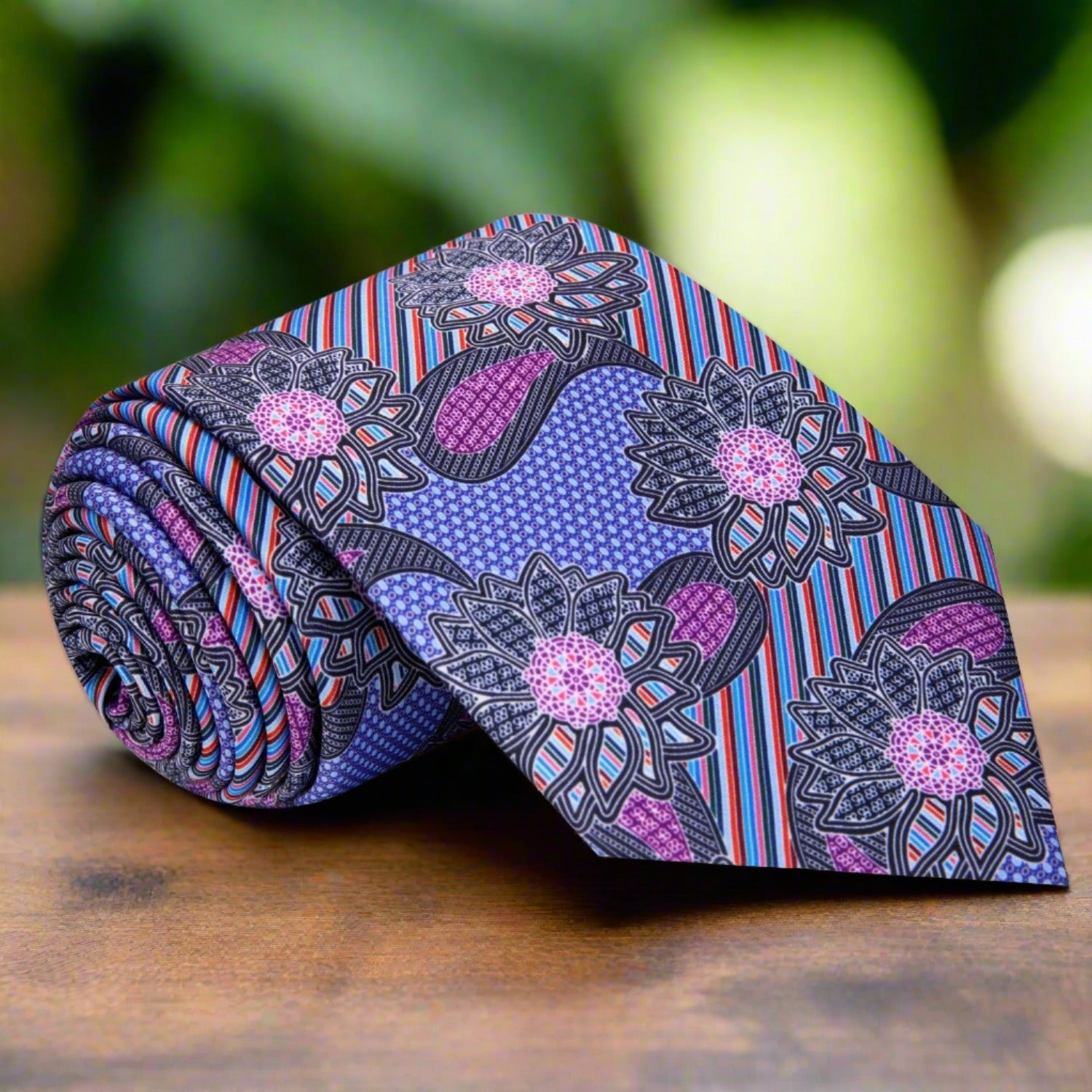 Blue \u0026 Purple Stripe and Paisley Necktie | Elegant Design for Business \u0026 Formal Events Single Tie / Regular (60\, image size:1500x1500
