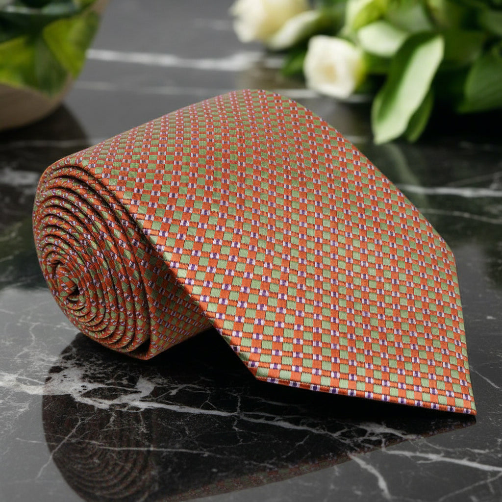 Copper Orange and Green Metallic Perfection Tie