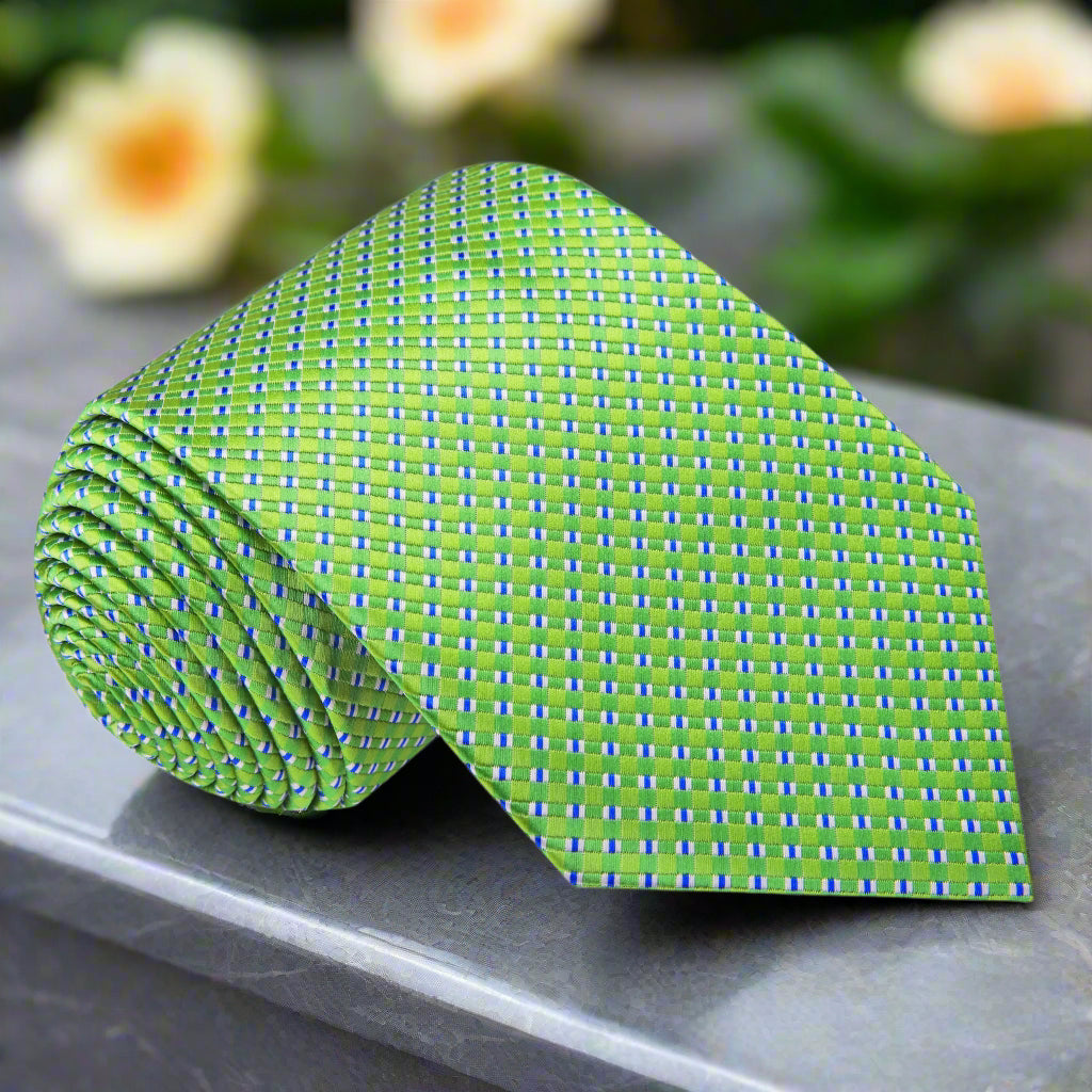 Green and Blue Geometric Metallic Perfection Tie