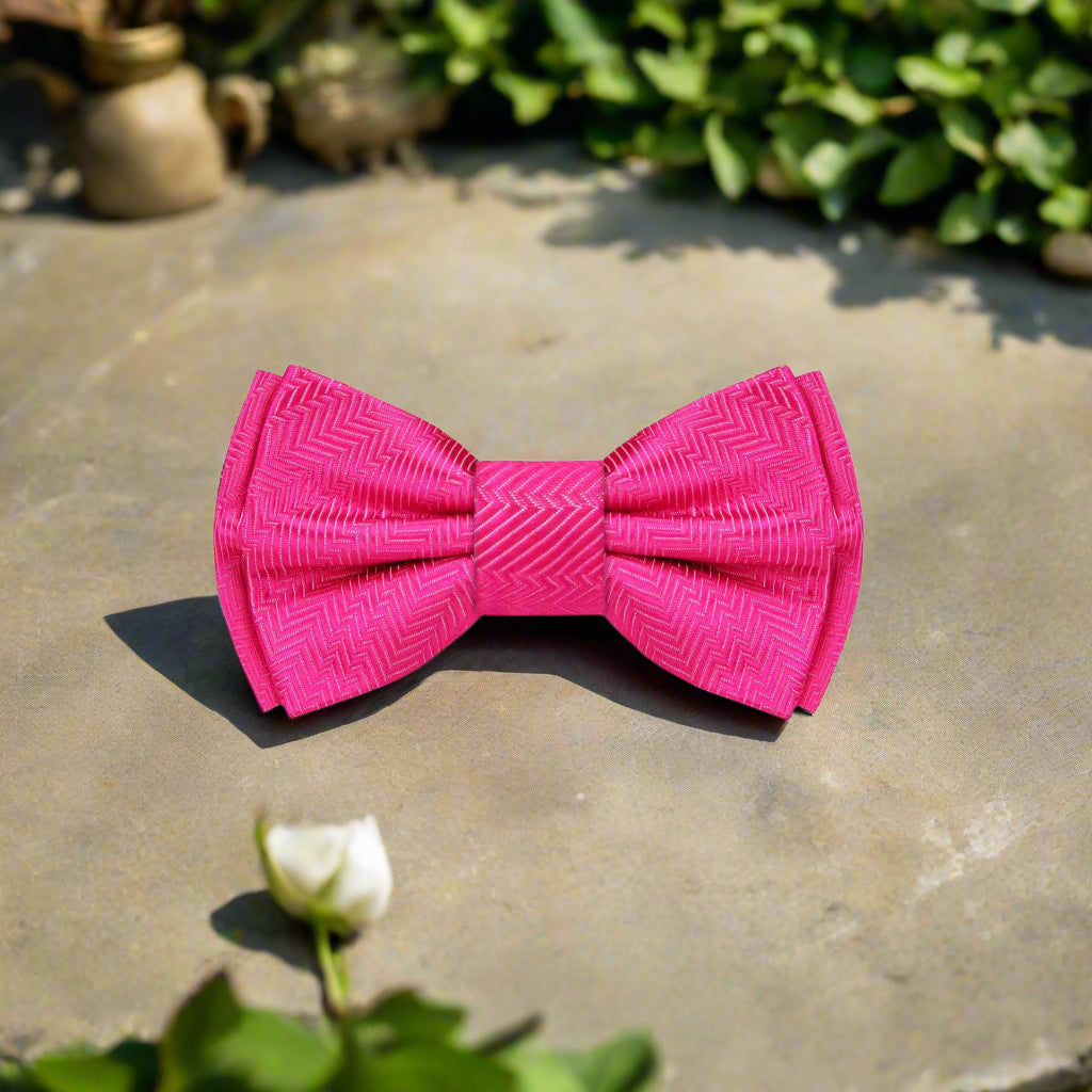A Gumball Pink Solid Pattern Self Tie Bow Tie