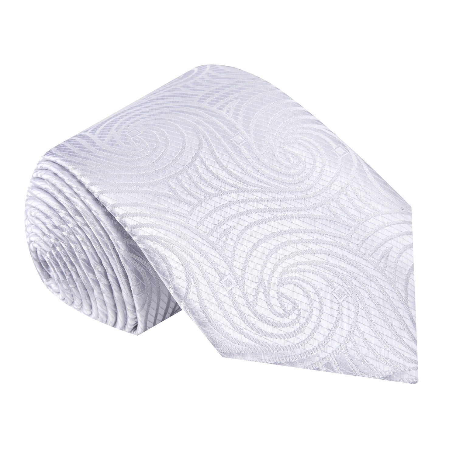 A White Abstract Swirl Pattern Silk Necktie