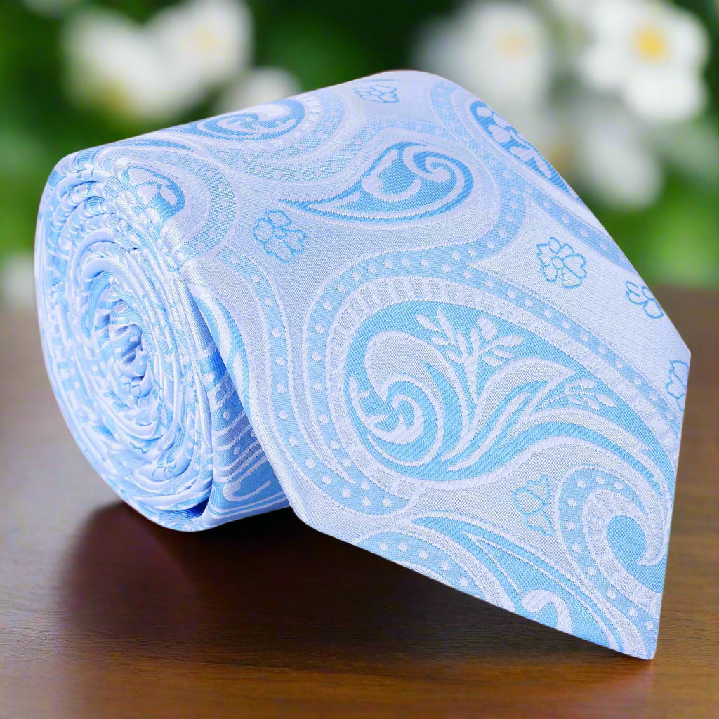 Light Blue Paisley Necktie