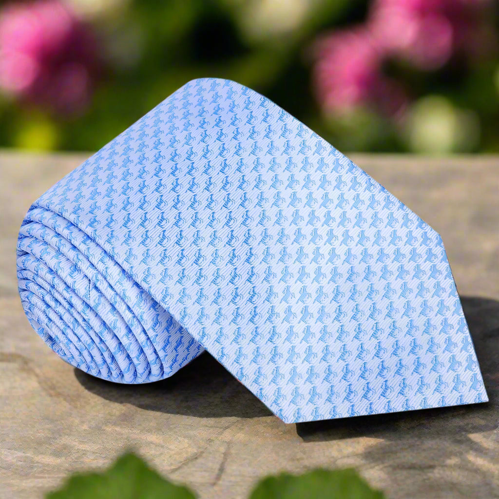 Light Blue Race Horses Tie