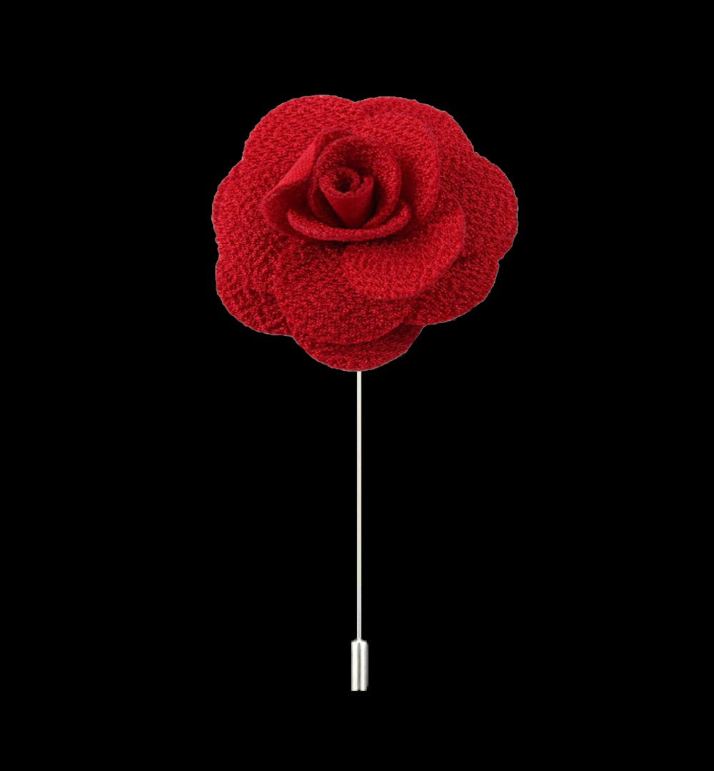 A Red Colored Lapel Flower